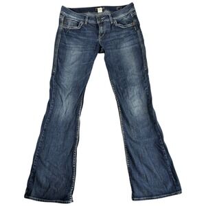 Silver Jeans Eden Bootcut Jeans Womens 30x33 Dark Washed Midrise Distressed Y2K